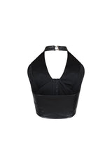 Emerson Faux Leather Halter Corset Top