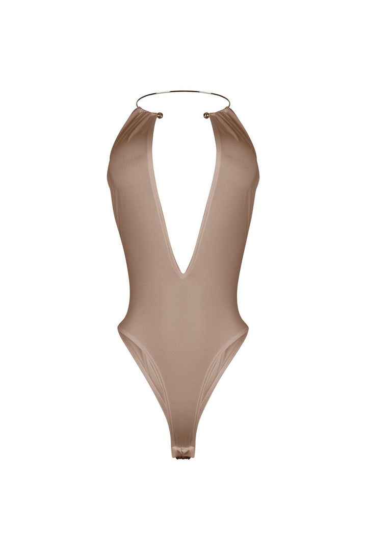 Nico Gold Choker Deep V Bodysuit