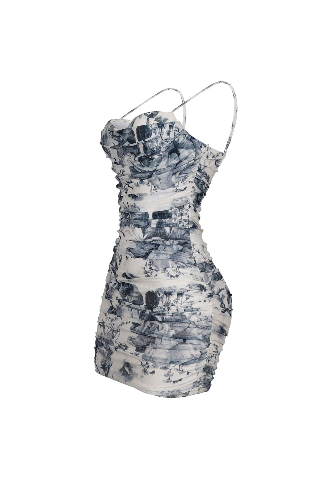 Flynn Mesh Print Tank Ruched Mini Dress