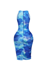 Nevada Mesh Print Sleeveless Midi Dress
