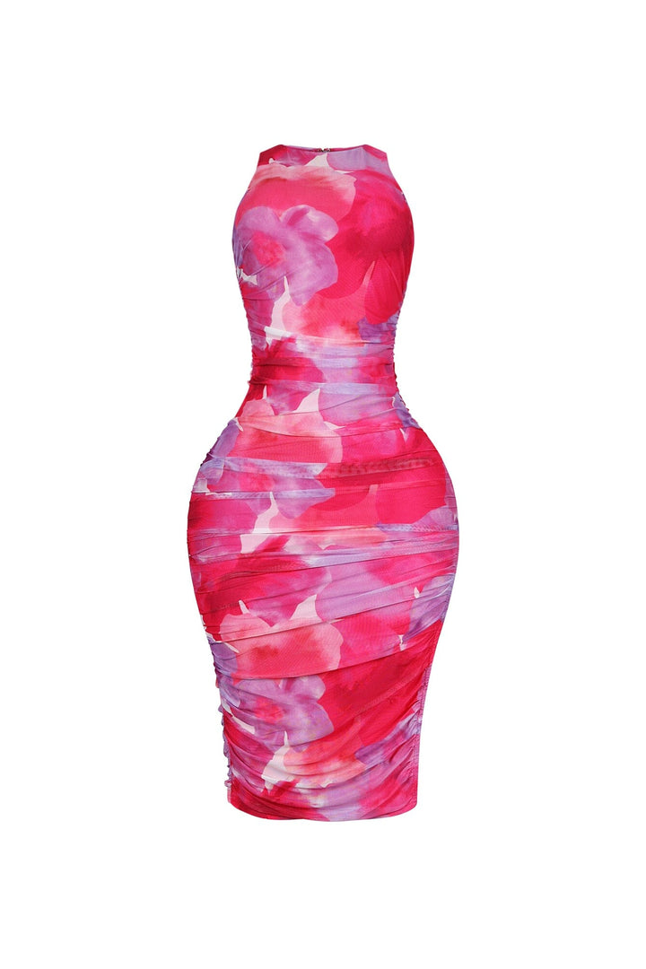 Nevada Mesh Print Sleeveless Midi Dress