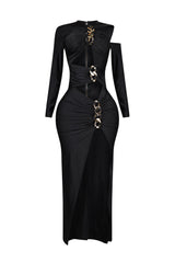 Montana Nylon Metal Chain Maxi Dress