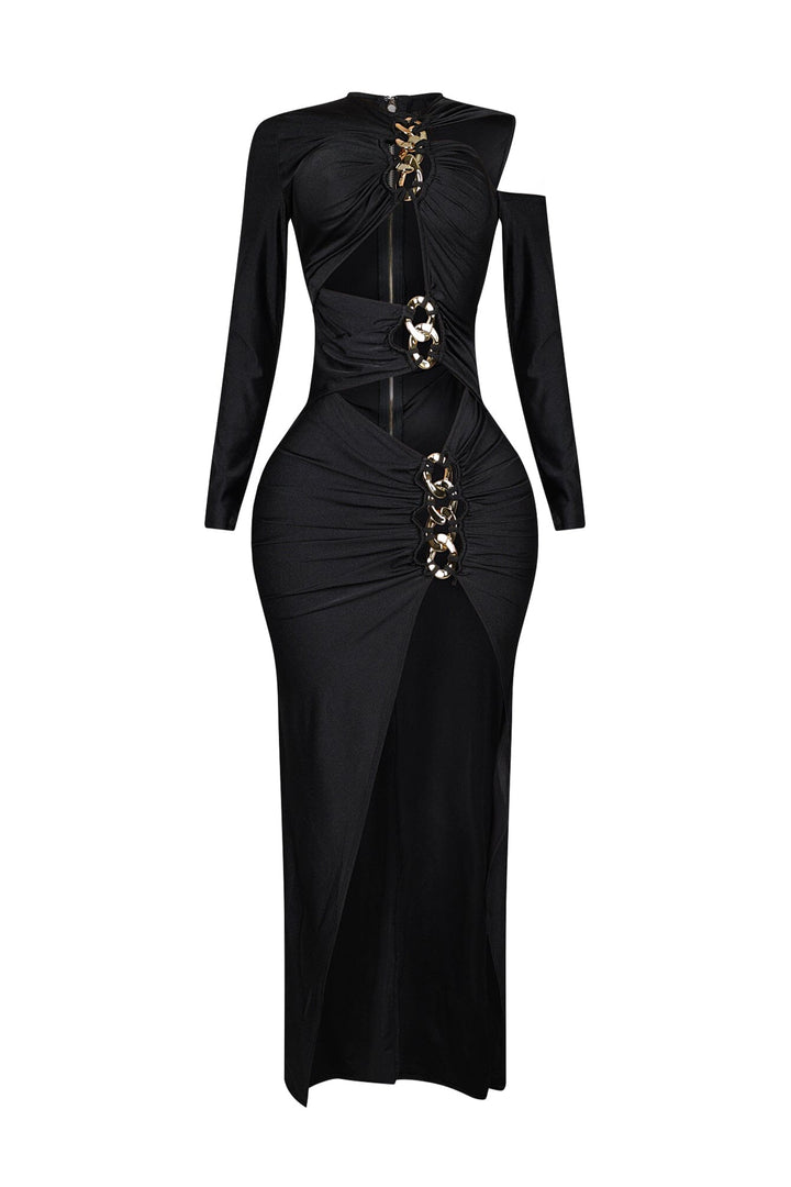 Montana Nylon Metal Chain Maxi Dress