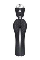 Nevaeh Mesh Lace Halter Padded Jumpsuit