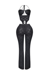 Nevaeh Mesh Lace Halter Padded Jumpsuit