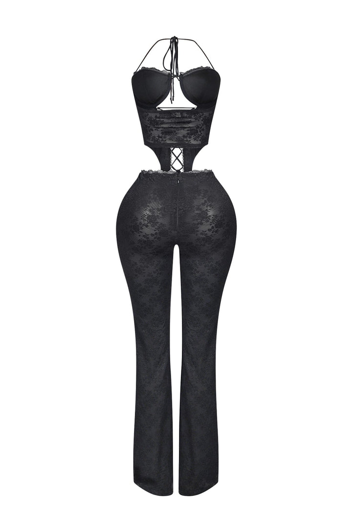 Nevaeh Mesh Lace Halter Padded Jumpsuit