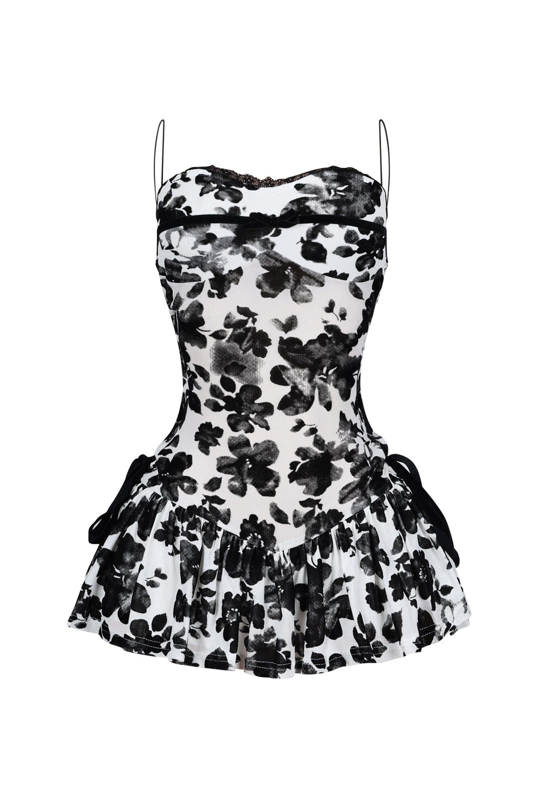 Elisa Mesh Burnout Lace Up Mini Dress