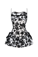 Elisa Mesh Burnout Lace Up Mini Dress