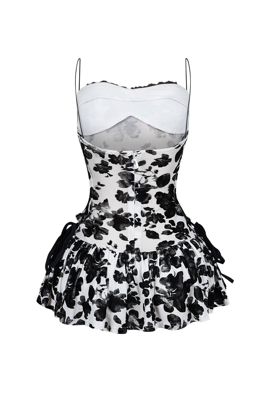 Elisa Mesh Burnout Lace Up Mini Dress