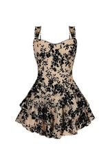 Bertti Mesh Burnout Flare Mini Dress