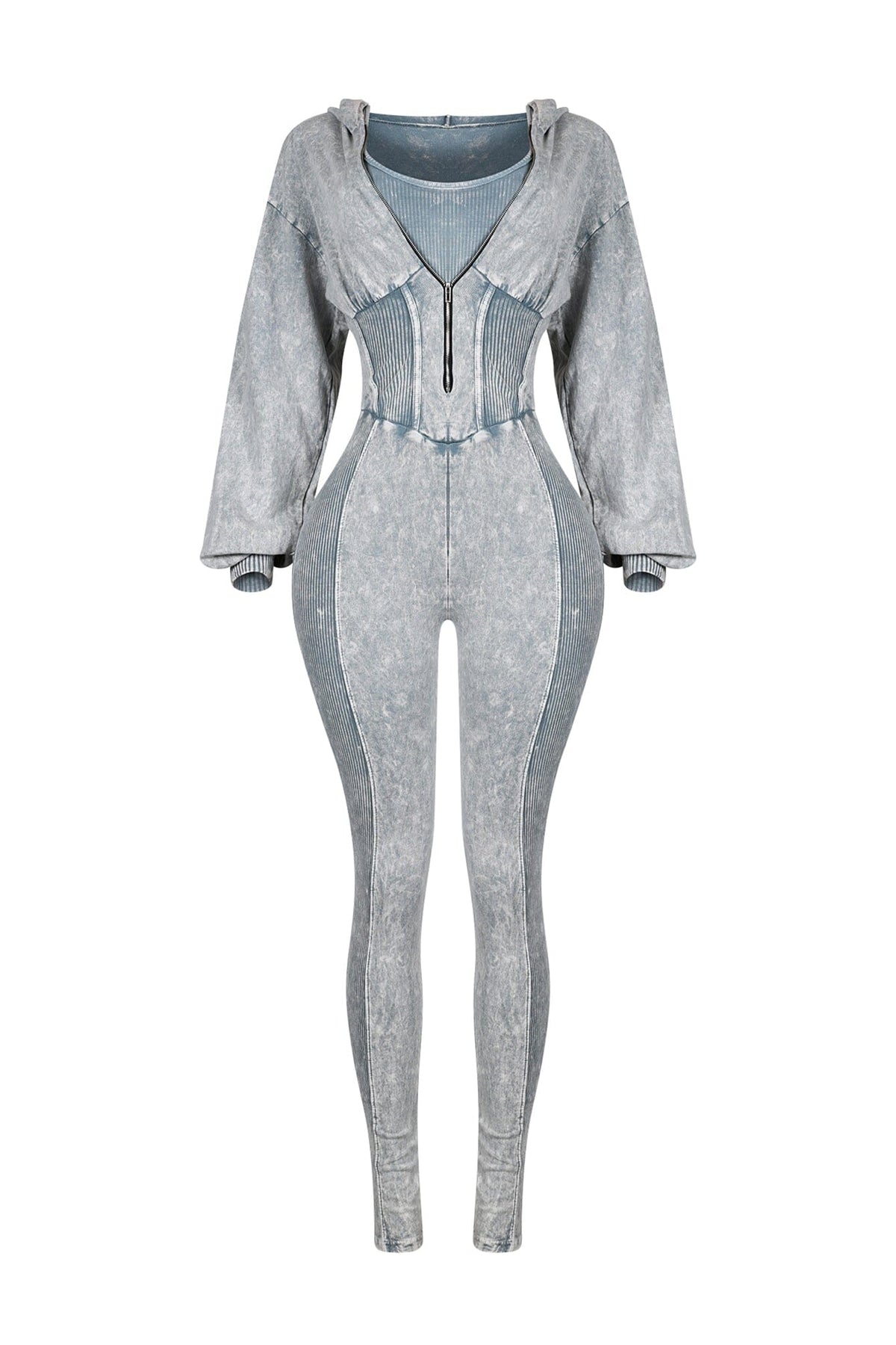 Washed Zipper Jumpsuit