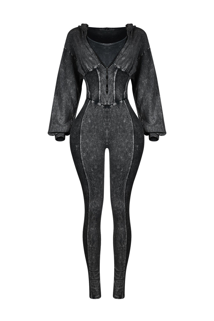 Margaret Mineral Washed Zipper Jumpsuit