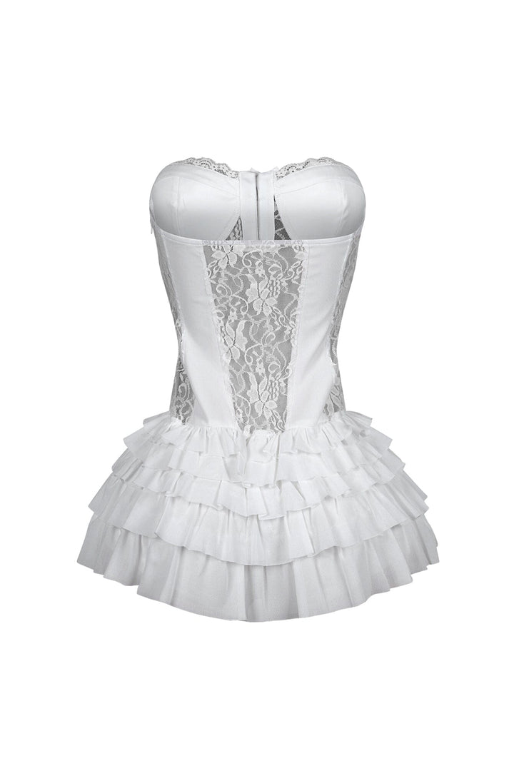 Noel Lace Tube Ruffle Mini Dress
