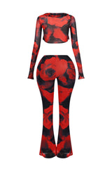 Perry Mesh Print Ruffle Top &amp; Pants SET