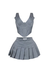 Yonah Pinstripe Corset Top &amp; Skirt SET
