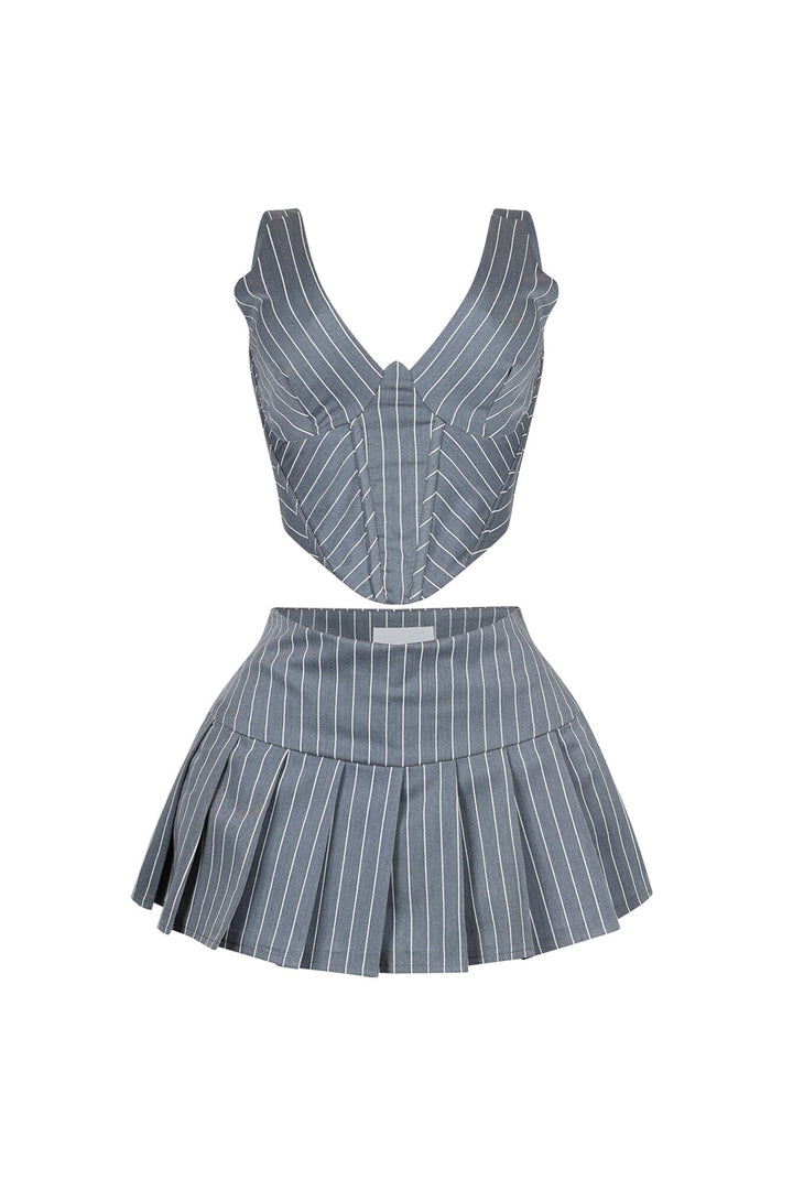 Yonah Pinstripe Corset Top &amp; Skirt SET