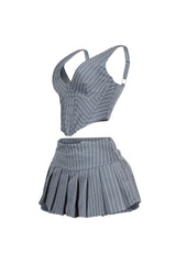 Yonah Pinstripe Corset Top &amp; Skirt SET