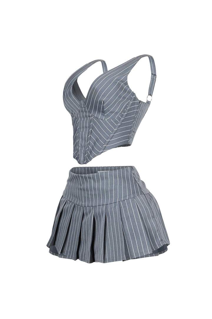 Yonah Pinstripe Corset Top &amp; Skirt SET