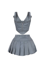 Yonah Pinstripe Corset Top &amp; Skirt SET