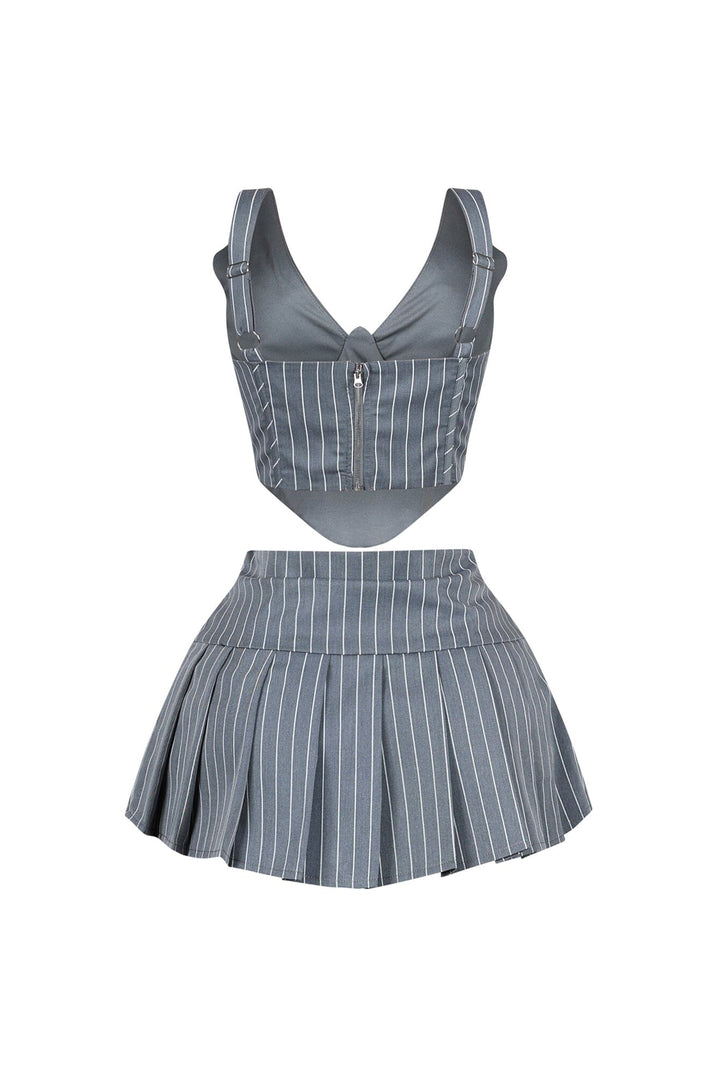 Yonah Pinstripe Corset Top &amp; Skirt SET