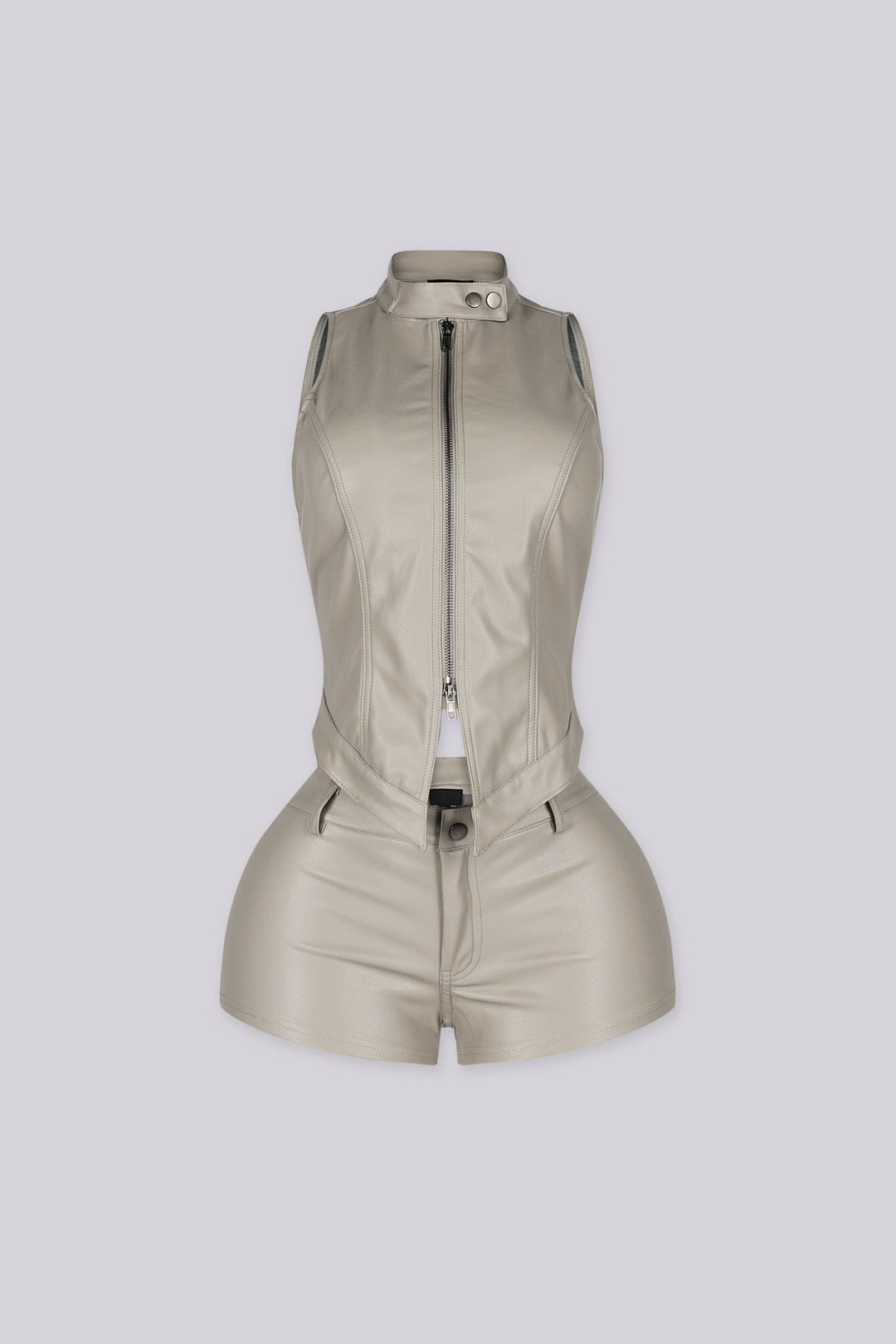 Iron Leather Halter Top &amp; Shorts SET