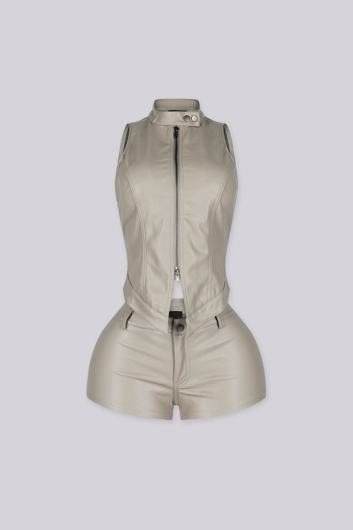 Iron Leather Halter Top &amp; Shorts SET