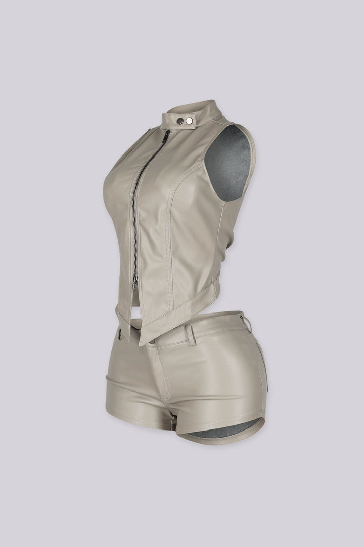 Iron Leather Halter Top &amp; Shorts SET