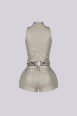 Iron Leather Halter Top &amp; Shorts SET
