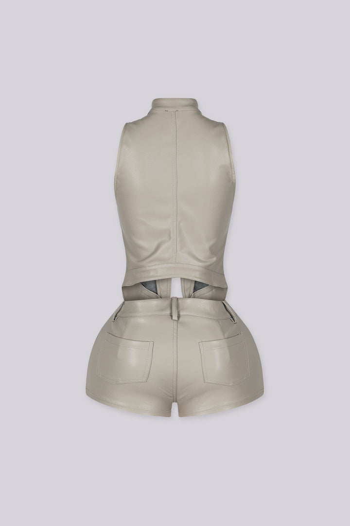 Iron Leather Halter Top &amp; Shorts SET