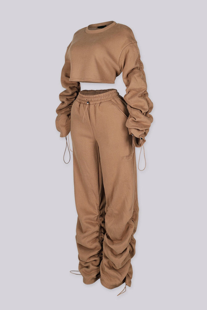 Slow Down Ruched Top &amp; Cargo Jogger SET