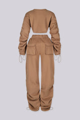 Slow Down Ruched Top &amp; Cargo Jogger SET