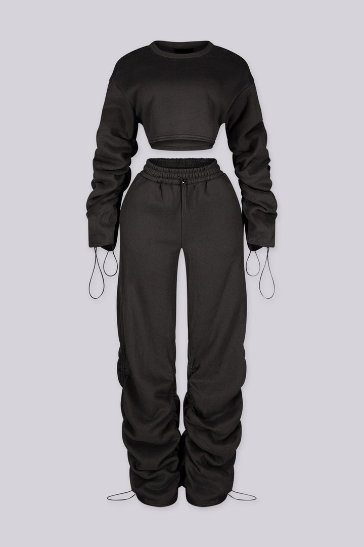 Slow Down Ruched Top &amp; Cargo Jogger SET