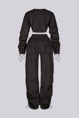 Slow Down Ruched Top &amp; Cargo Jogger SET