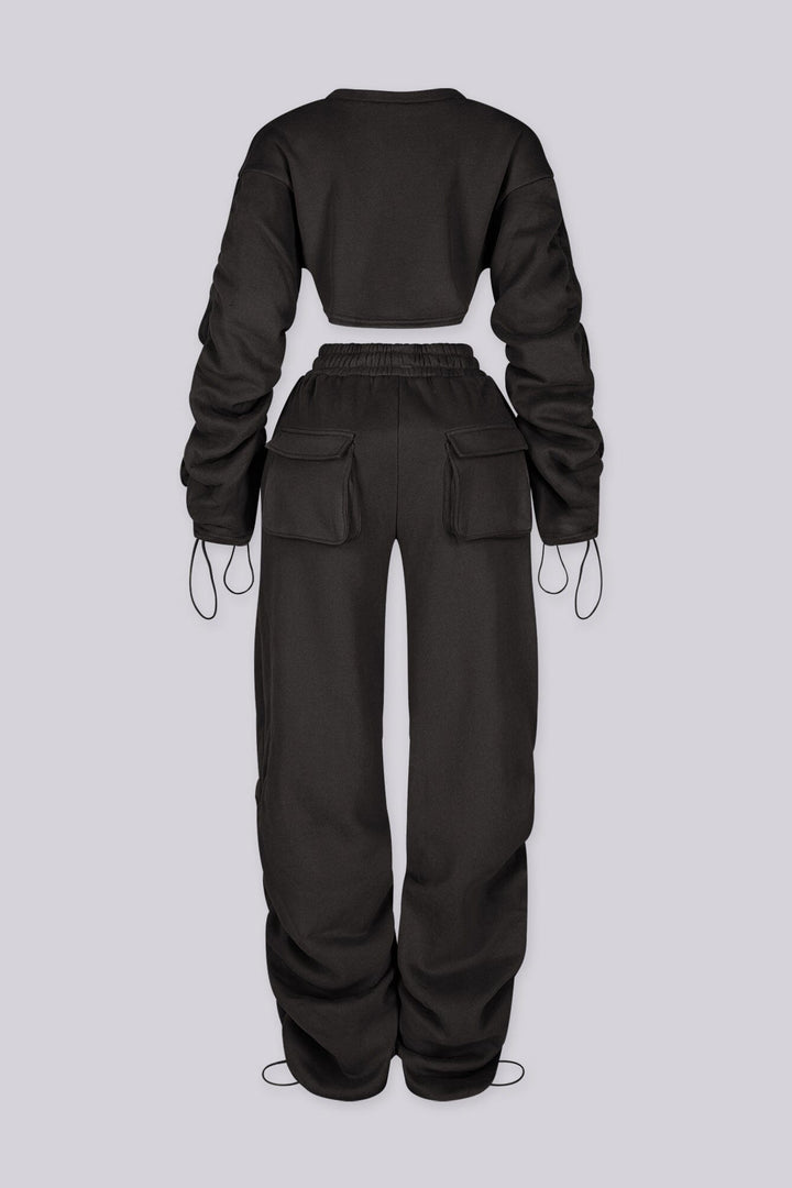 Slow Down Ruched Top &amp; Cargo Jogger SET