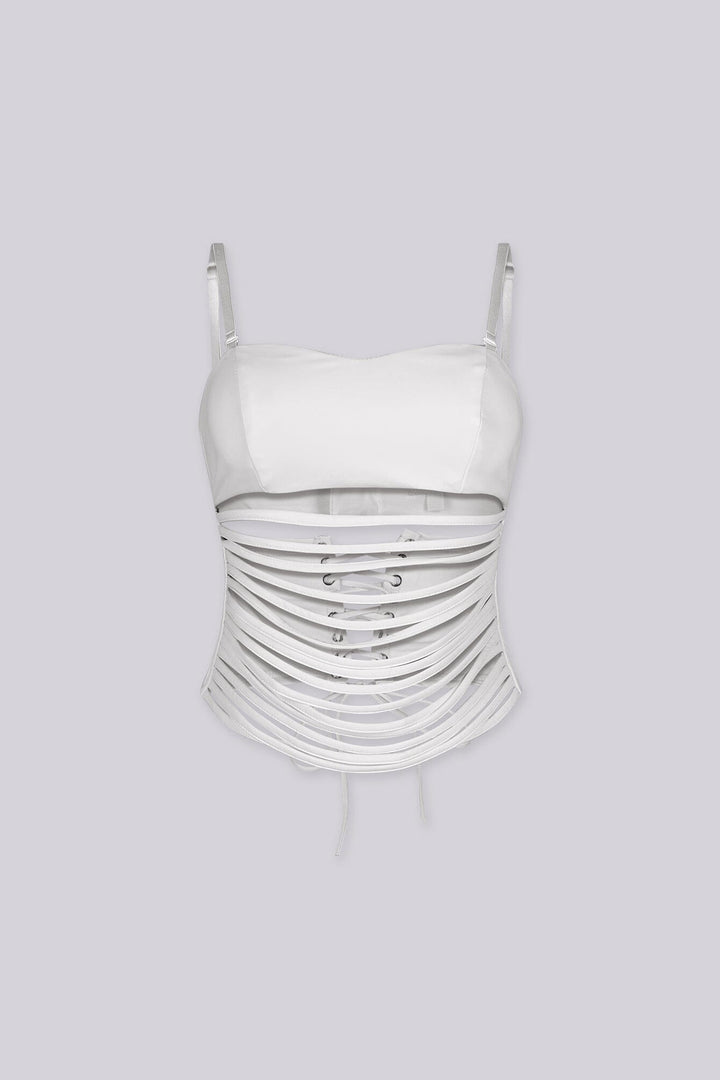 District Faux Leather Cutout Top