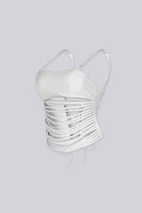 District Faux Leather Cutout Top