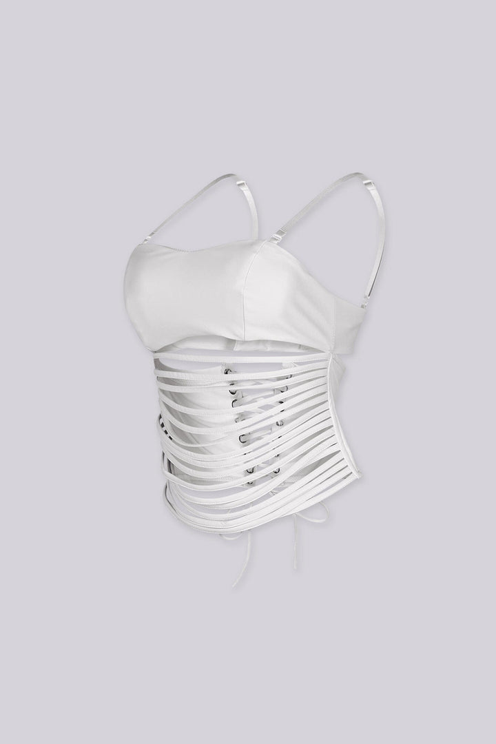 District Faux Leather Cutout Top