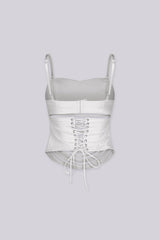 District Faux Leather Cutout Top