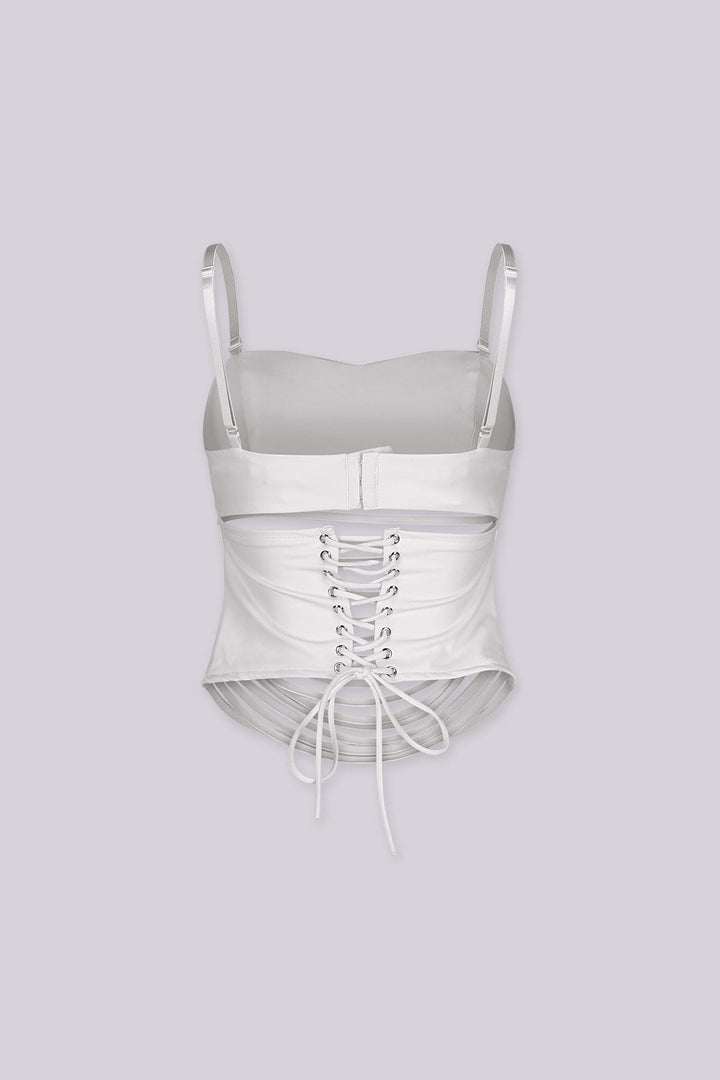 District Faux Leather Cutout Top