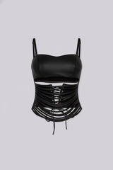 District Faux Leather Cutout Top