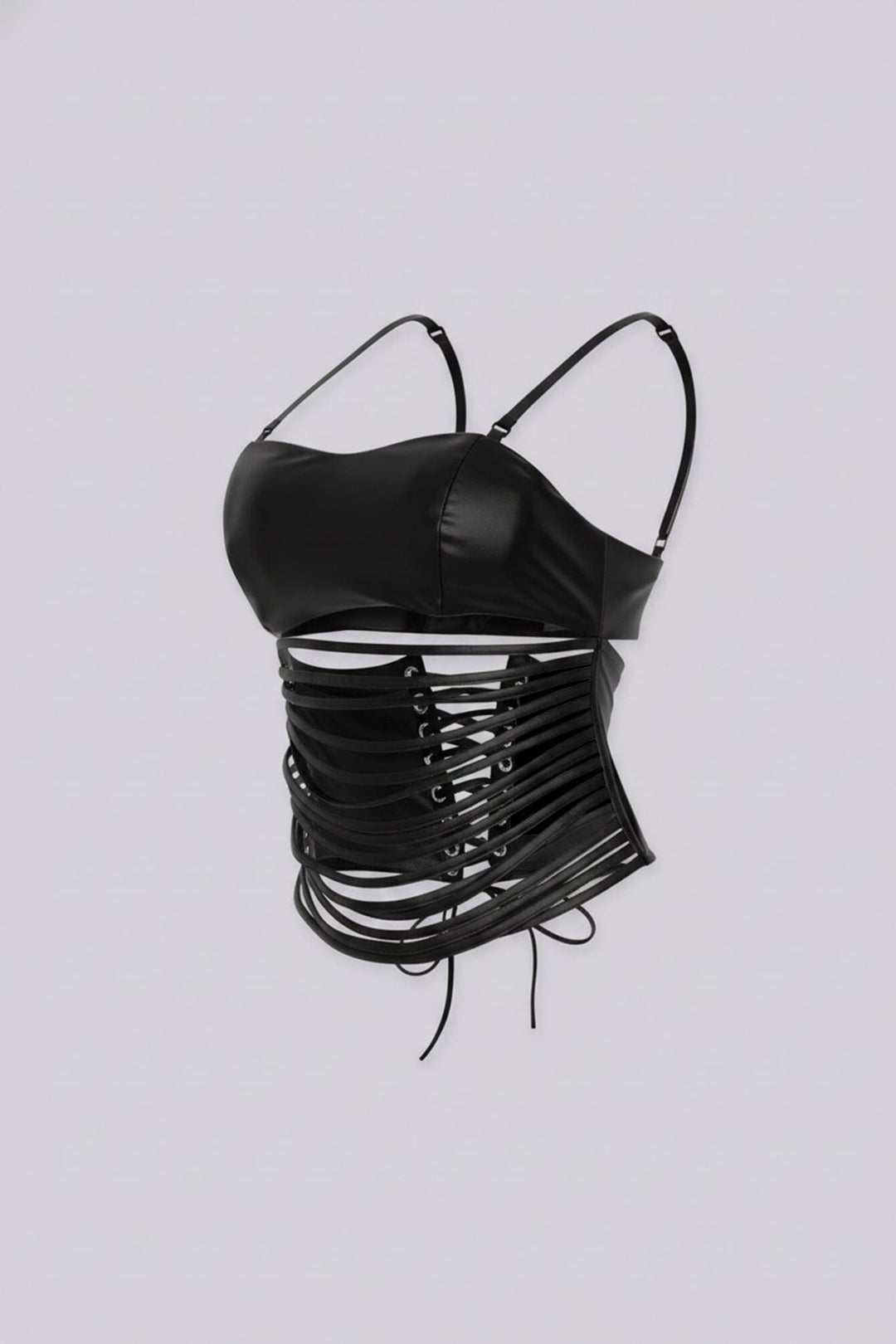 District Faux Leather Cutout Top