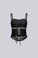 District Faux Leather Cutout Top