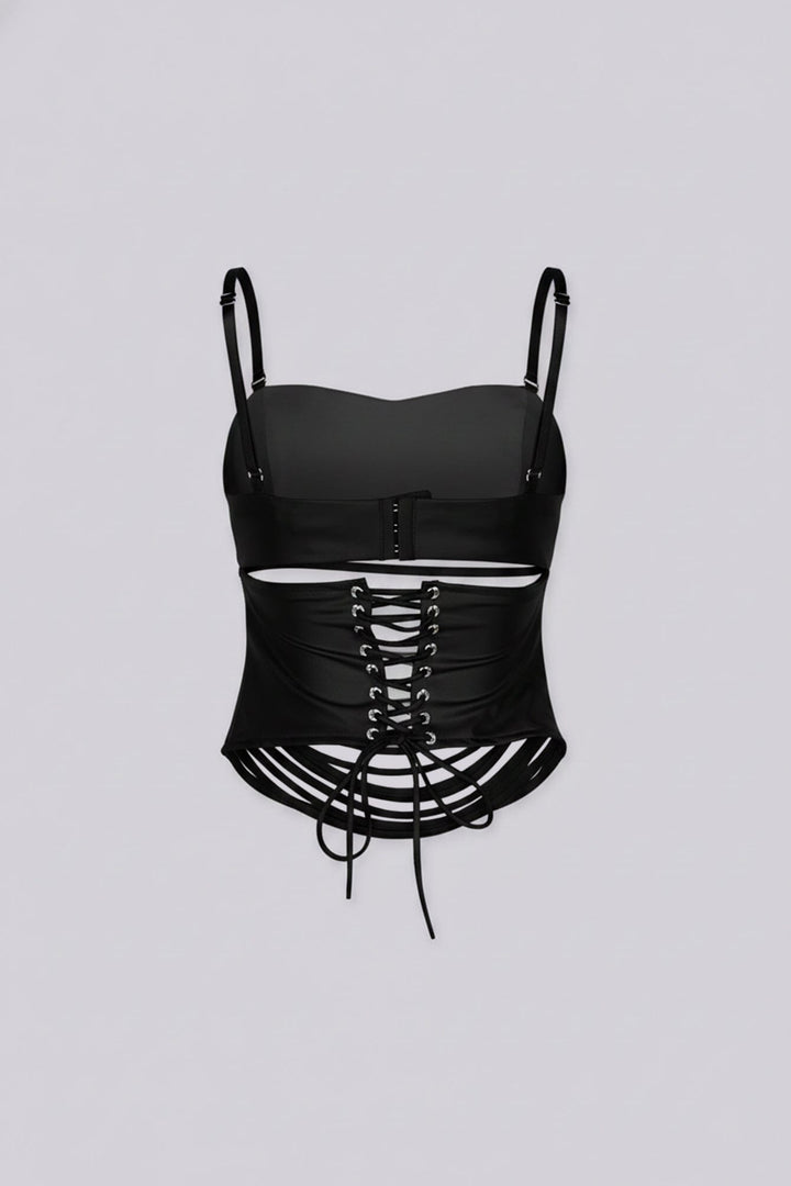 District Faux Leather Cutout Top
