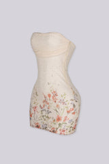 Cream Shadow Tube Mini Dress