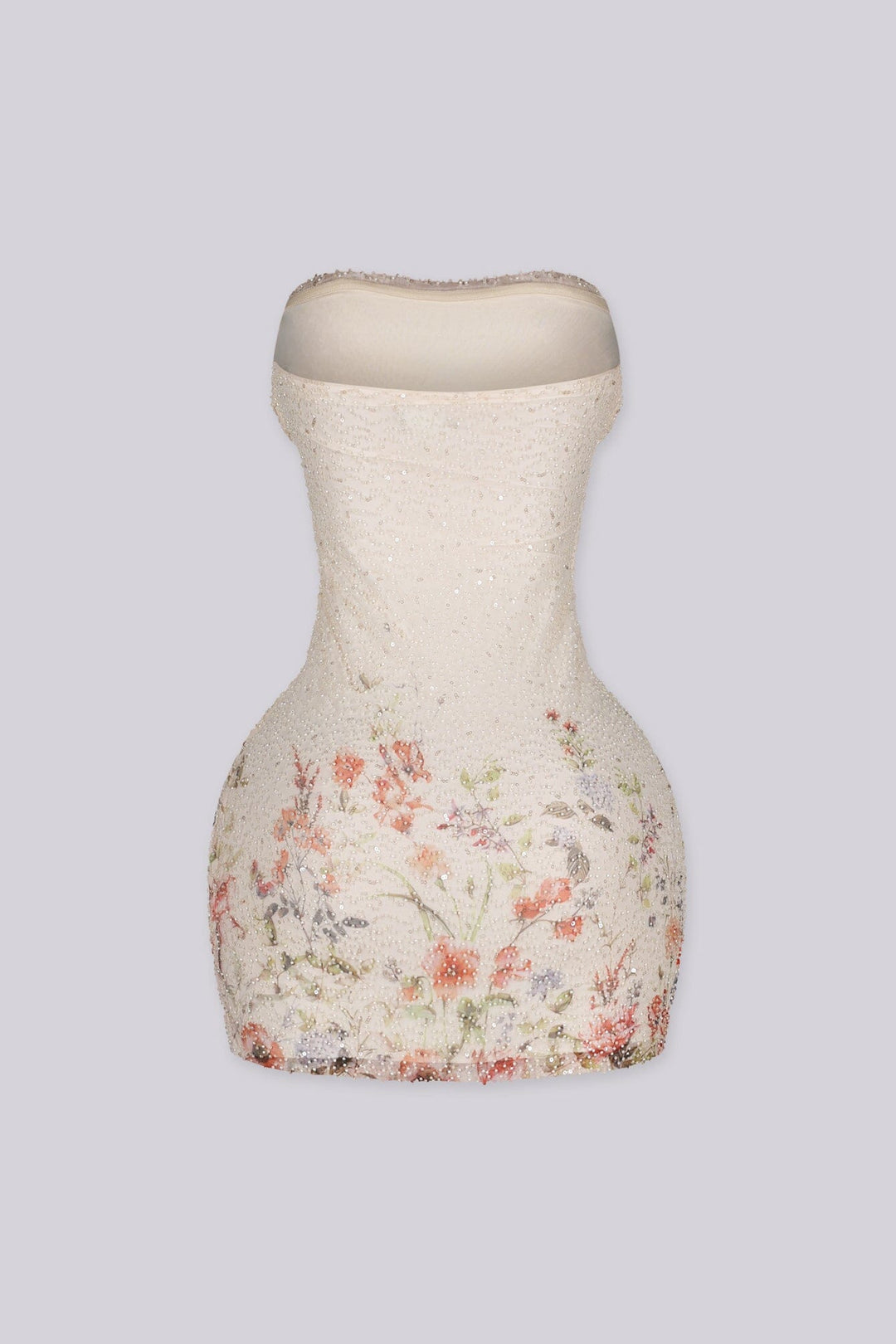 Cream Shadow Tube Mini Dress