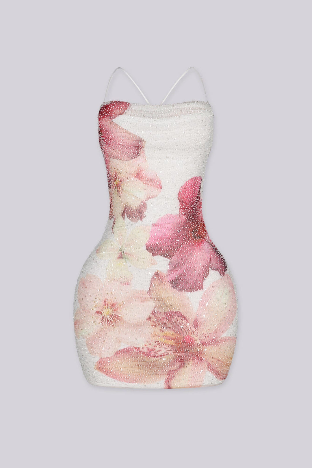 Noa Floral Beaded Cowl Mini Dress