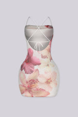 Noa Floral Beaded Cowl Mini Dress