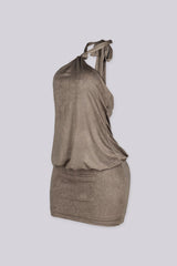 Venezia Crease Halter Mini Dress