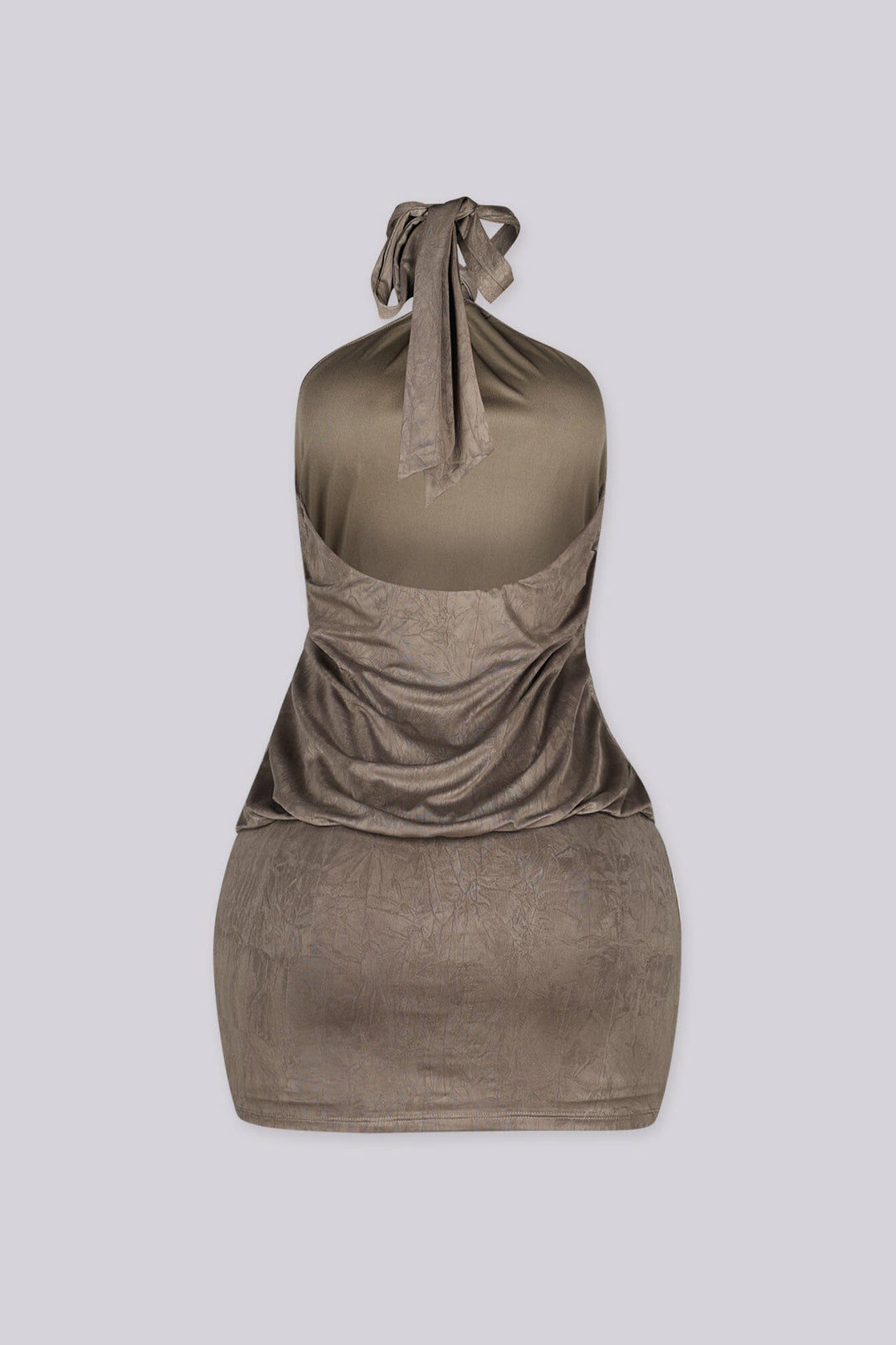 Venezia Crease Halter Mini Dress