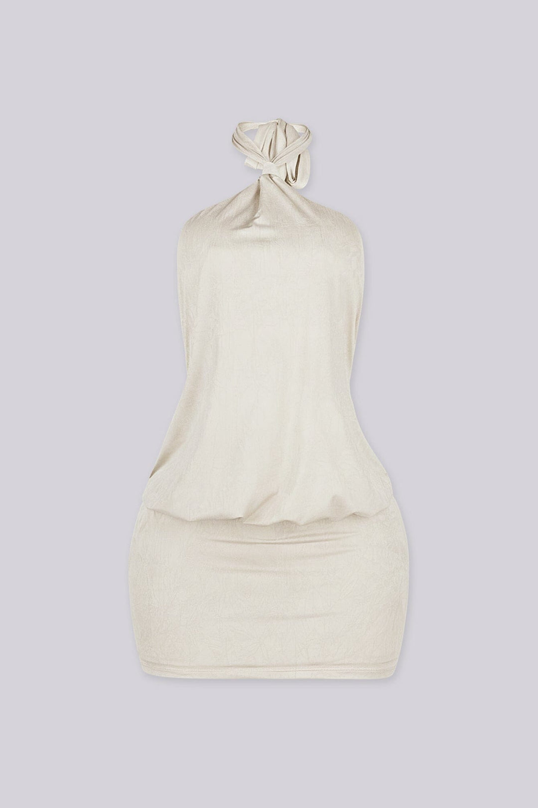 Venezia Crease Halter Mini Dress